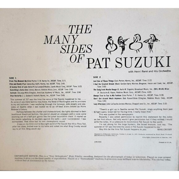 The Many Sides of Pat Suzuki Solitude Poor Butterfly LP Vinyl Album Pat Suzuki - Picture 2 of 5